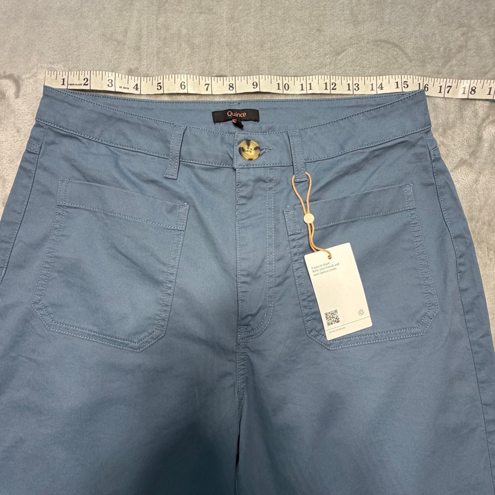 Quince Organic Stretch Cotton Chino Cropped Wide Leg Aegean Blue Pants - Picture 6 of 16